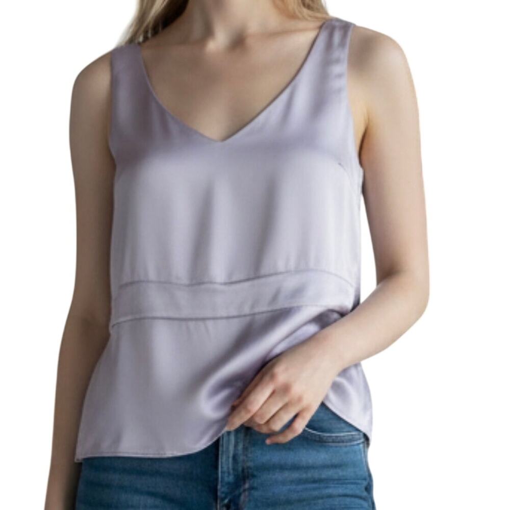 Vintage Talbots Silk Top‎ Womens 4 Petites Lavender Empire Waist Satin Soft Glam